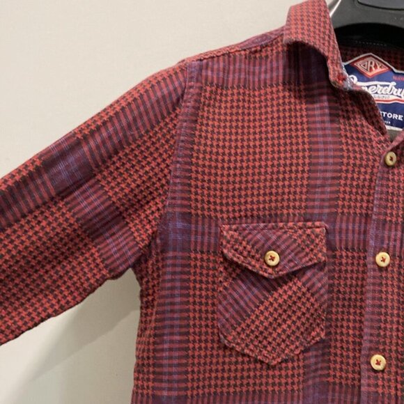 Superdry Red Plaid Button Down Shirt Size Medium - Picture 6 of 11